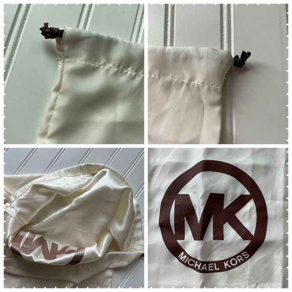 Michael Kors dust Bag Satin drawstring 19 X 18 Off White Brown Logo accessories - Picture 3 of 7
